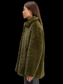 Discount A-LINE FAUX FUR COAT Women Jackets & Coats