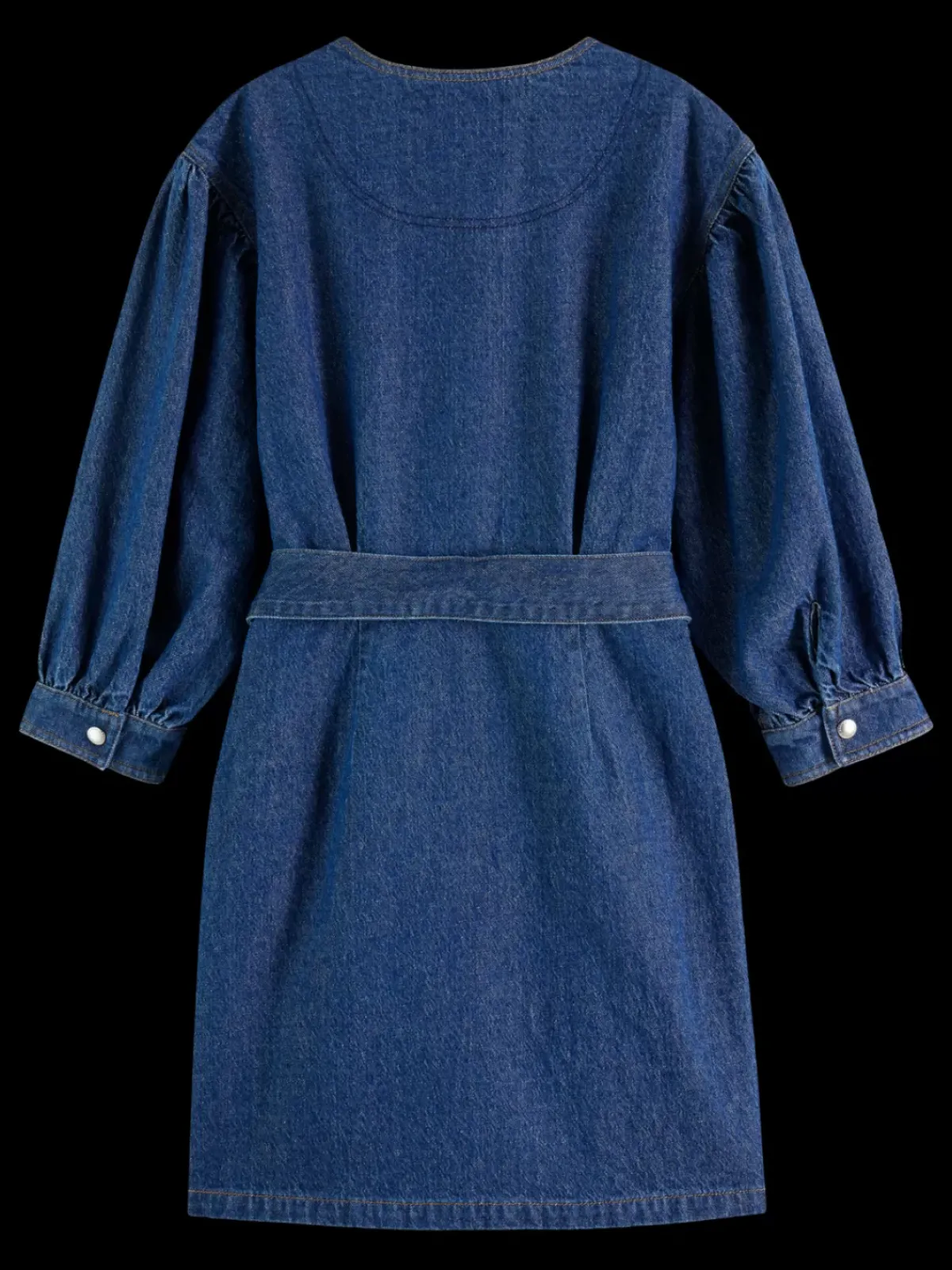 Clearance Belted v - neck washed denim dress Women Dresses & Jumpsuits