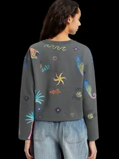 Discount BOXY FIT EMBROIDERED SWEATSHIRT Women Sweatshirts & Hoodies