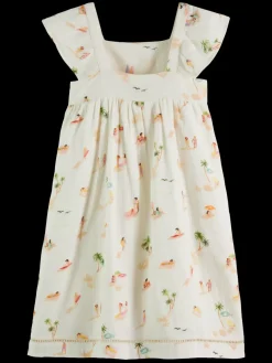 Clearance Capped sleeve all-over printed crinkle cotton dress Kids Dresses & Jumpsuits