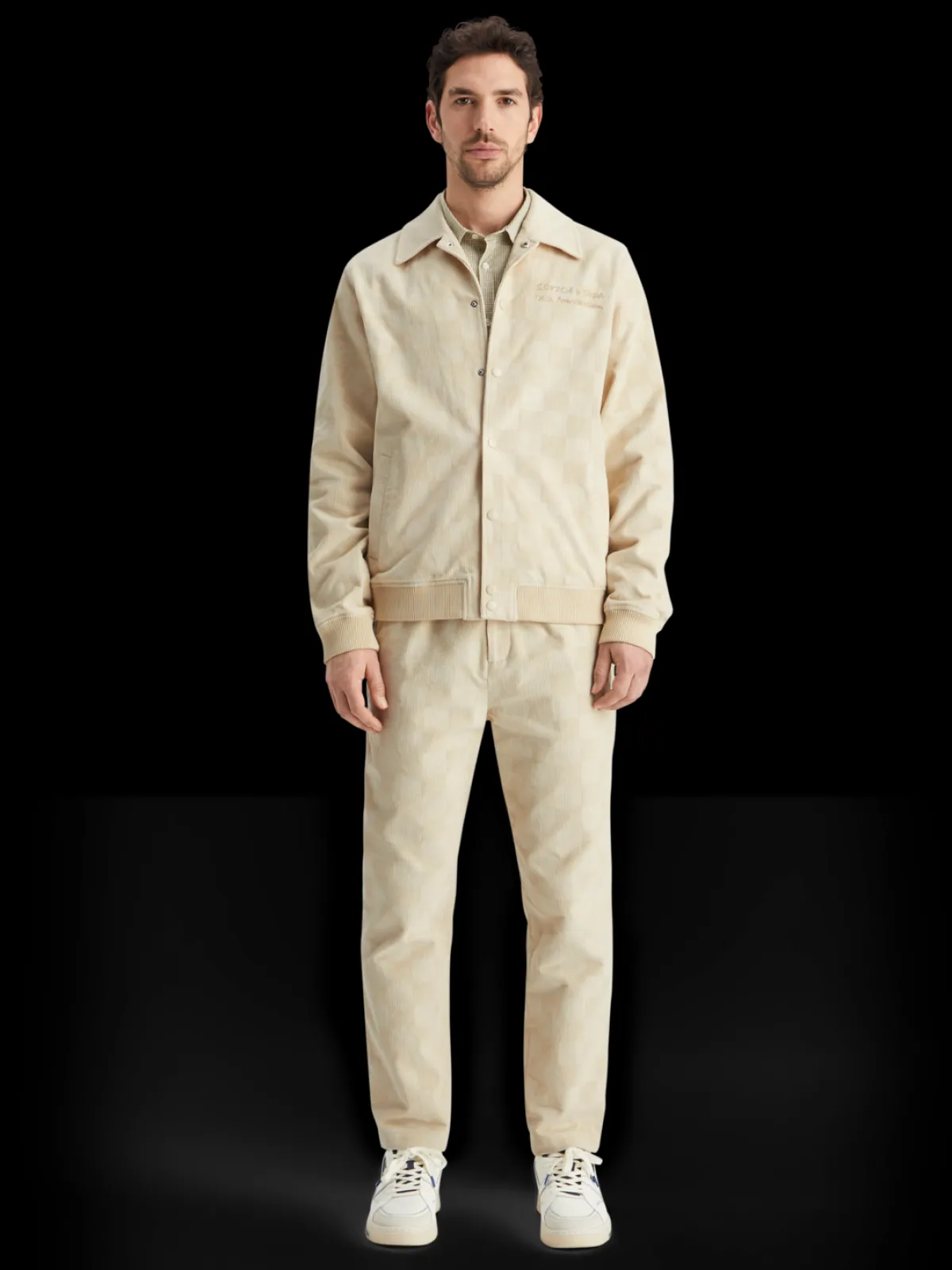 Hot Check-patterned corduroy college jacket Jackets & Coats