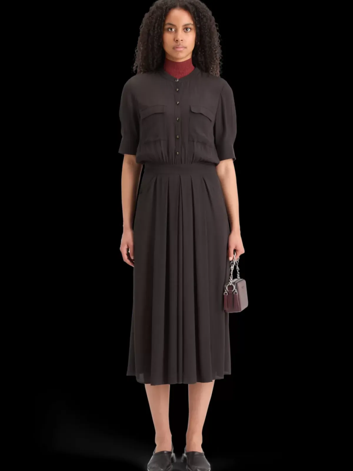 Outlet CREPE MIDI DRESS WITH CHEST POCKETS Women Dresses & Jumpsuits