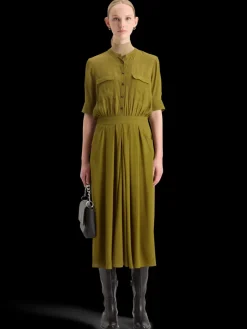 Outlet CREPE MIDI DRESS WITH CHEST POCKETS Women Dresses & Jumpsuits