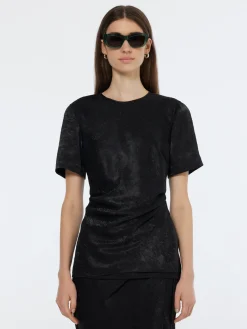 Discount Crushed Satin Wrap Top Women Tops & T-shirts