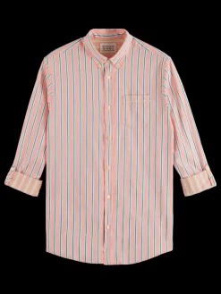 New Dobby stripe roll up sleeves Shirts
