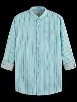 New Dobby stripe roll up sleeves Shirts