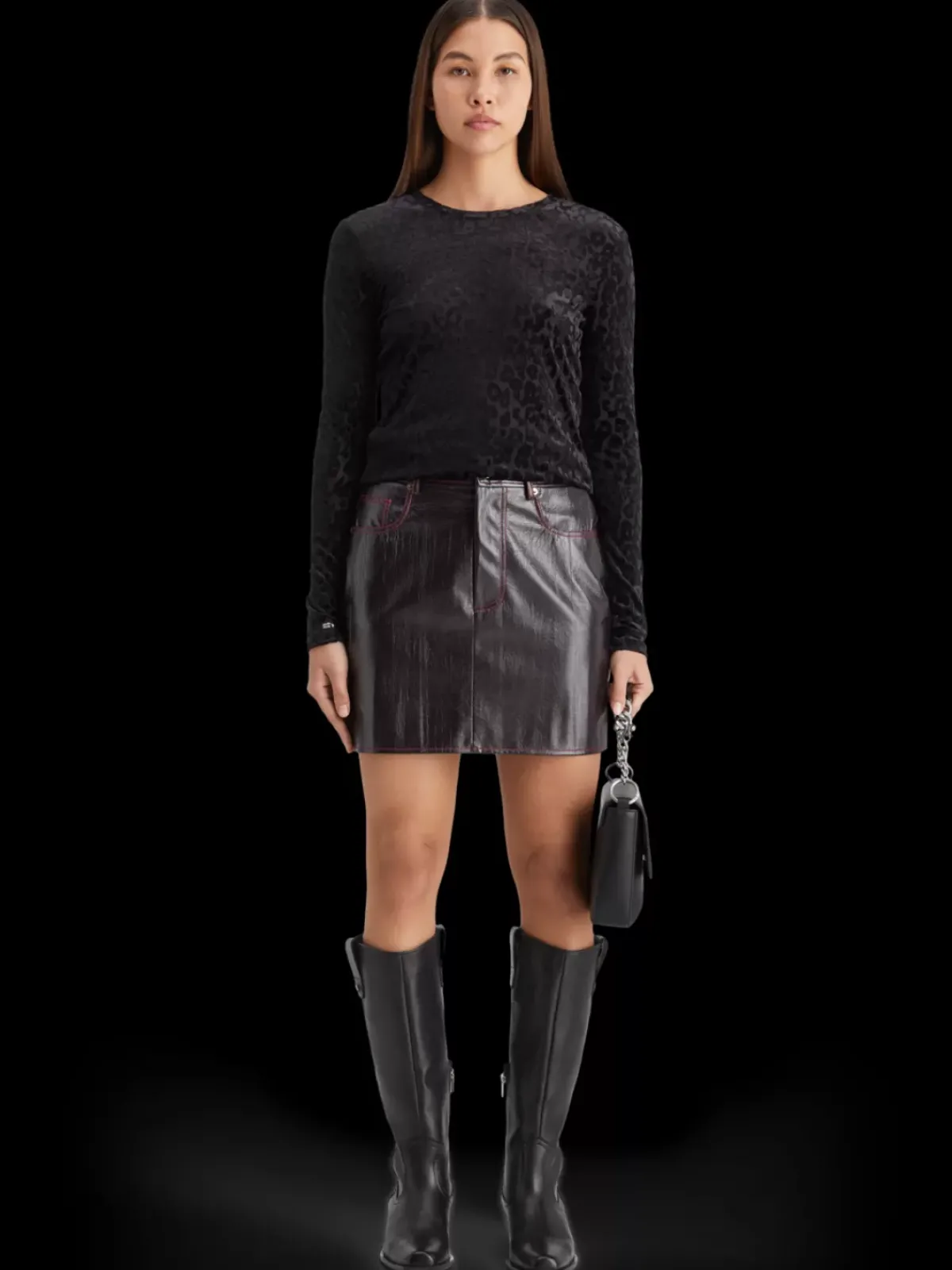 Hot FAUX LEATHER MINI SKIRT Women Skirts & Shorts