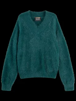 Best FLUFFY V-NECK RELAXED PULLOVER Women Knitwear