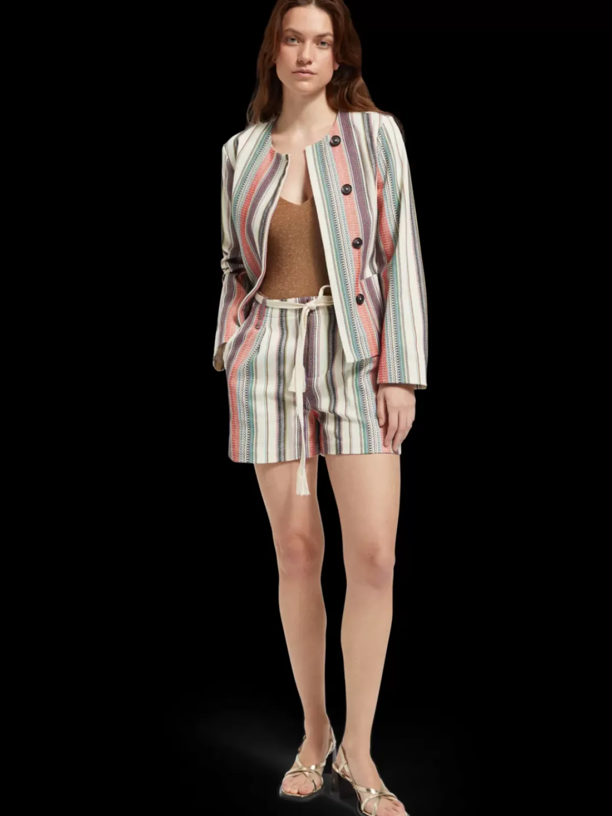 Fashion HIGH RISE CRAFTED STRIPE SHORT Women Skirts & Shorts