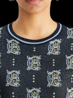 Fashion Jacquard cropped pullover Women Knitwear