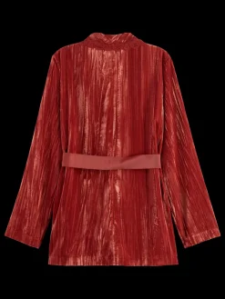New LACE TRIMMED VELVET PYJAMA BLAZER Women Blazers