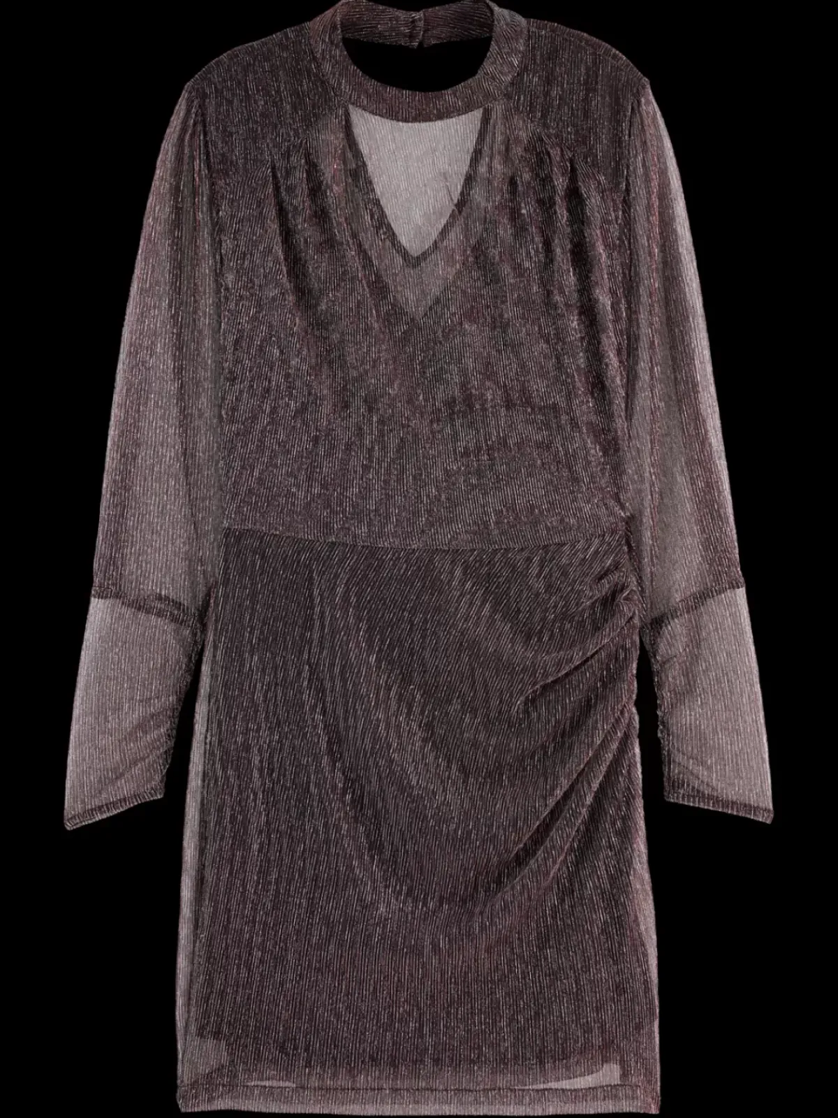 Fashion LUREX HIGH NECK MINI DRESS Women Dresses & Jumpsuits