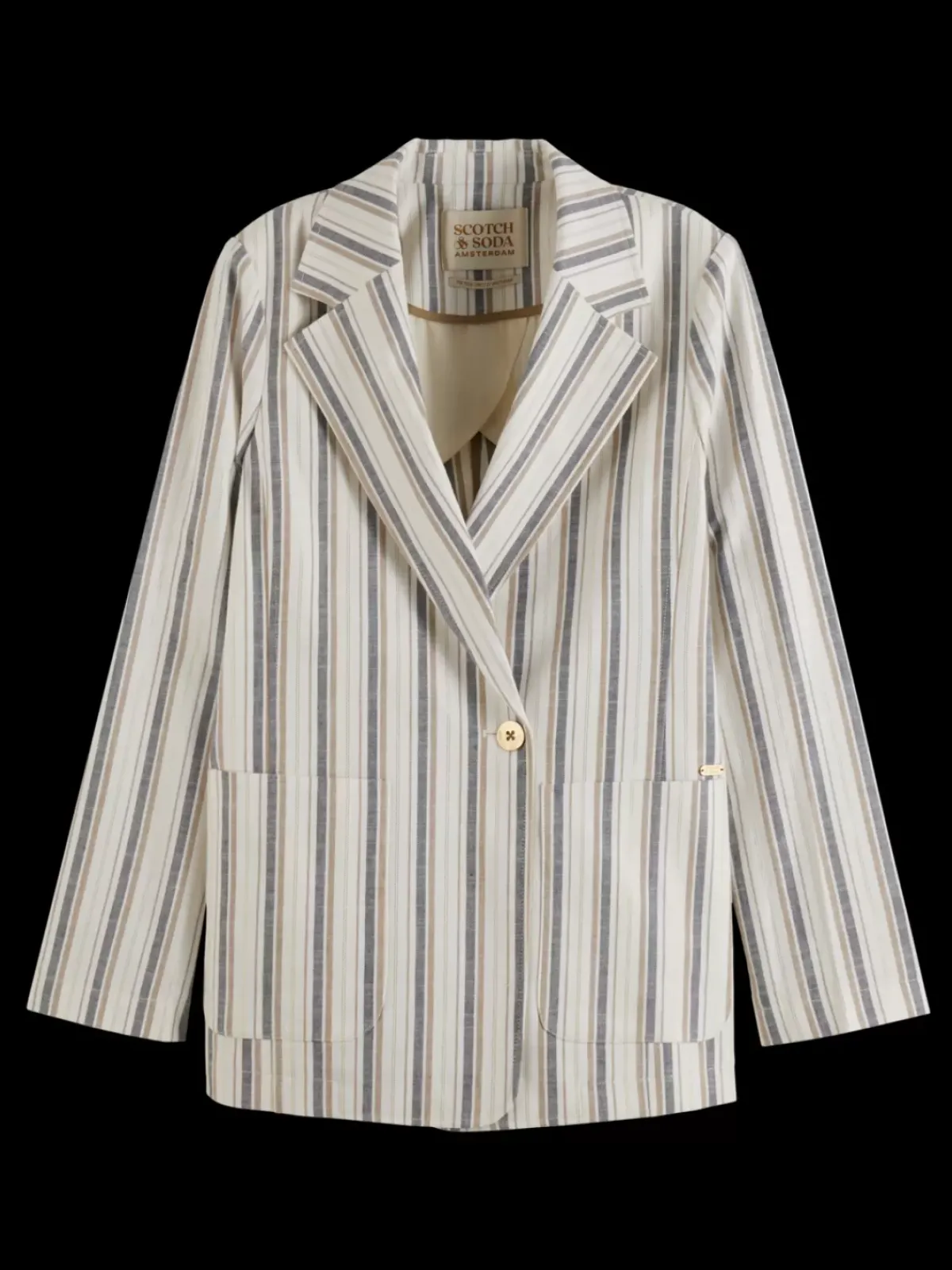 Fashion LUREX LINEN BLEND STRIPE BLAZER Women Blazers