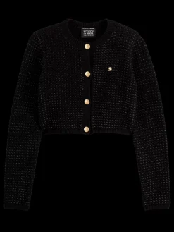 Hot METALLIC TWEED STITCH CROPPED CARDIGAN Women Knitwear