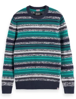 Online MIXED YARNS STRIPES EXTRA DROPPED SHOULDER SWEATER Knitwear
