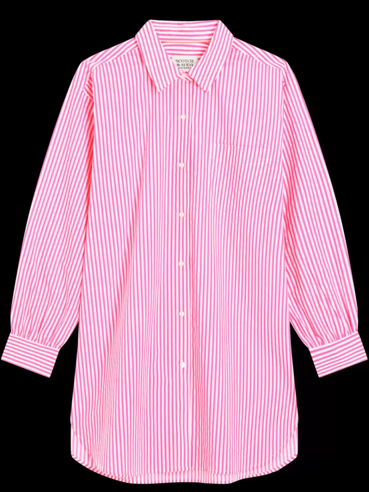 New OVERSIZED POPLIN SHIRT IN FLUO PINK /WHITE STRIPE Women Tops & T-shirts