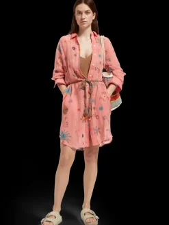 Clearance OVERSIZED SHIRT DRESS WITH MULTICOLOR EMBROIDERY Women Dresses & Jumpsuits