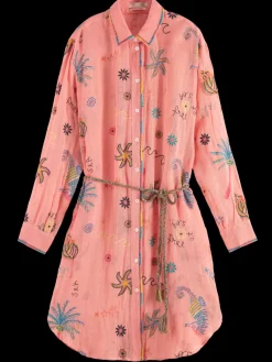 Clearance OVERSIZED SHIRT DRESS WITH MULTICOLOR EMBROIDERY Women Dresses & Jumpsuits