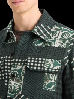 Fashion PATCHWORK JACQUARD OVERSHIRT Jackets & Coats