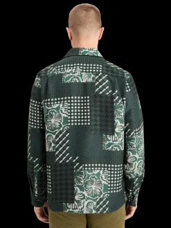 Fashion PATCHWORK JACQUARD OVERSHIRT Jackets & Coats