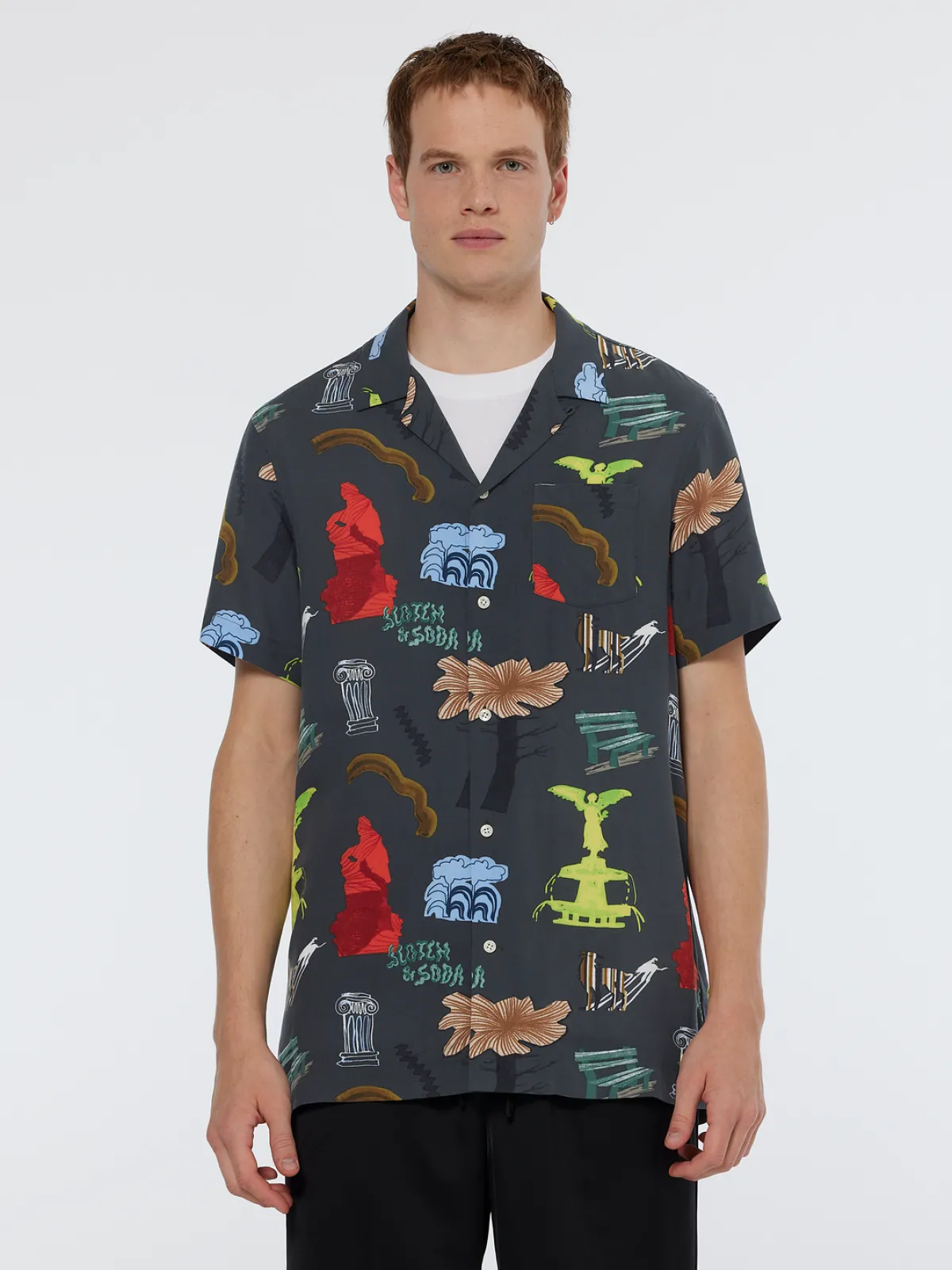 Discount Regular fit short sleeve AOP viscose shirt T-shirts & Polo Shirts