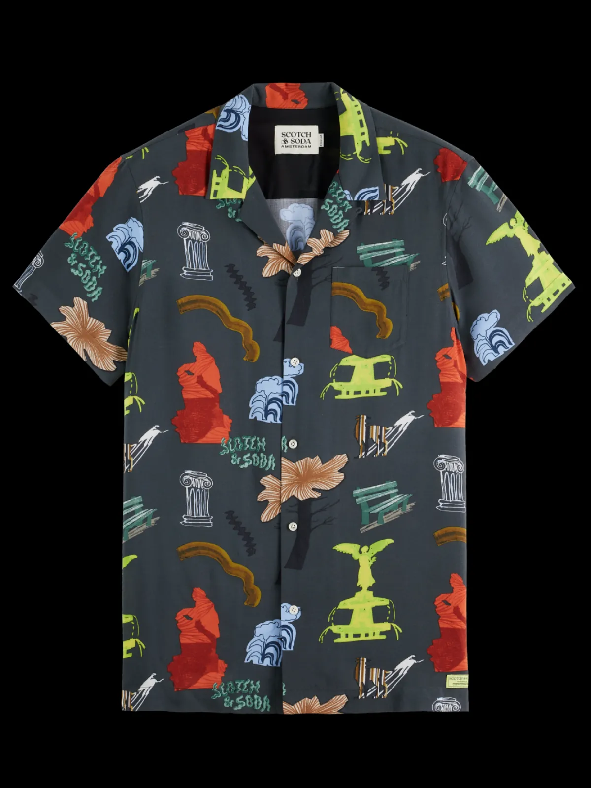 Discount Regular fit short sleeve AOP viscose shirt T-shirts & Polo Shirts