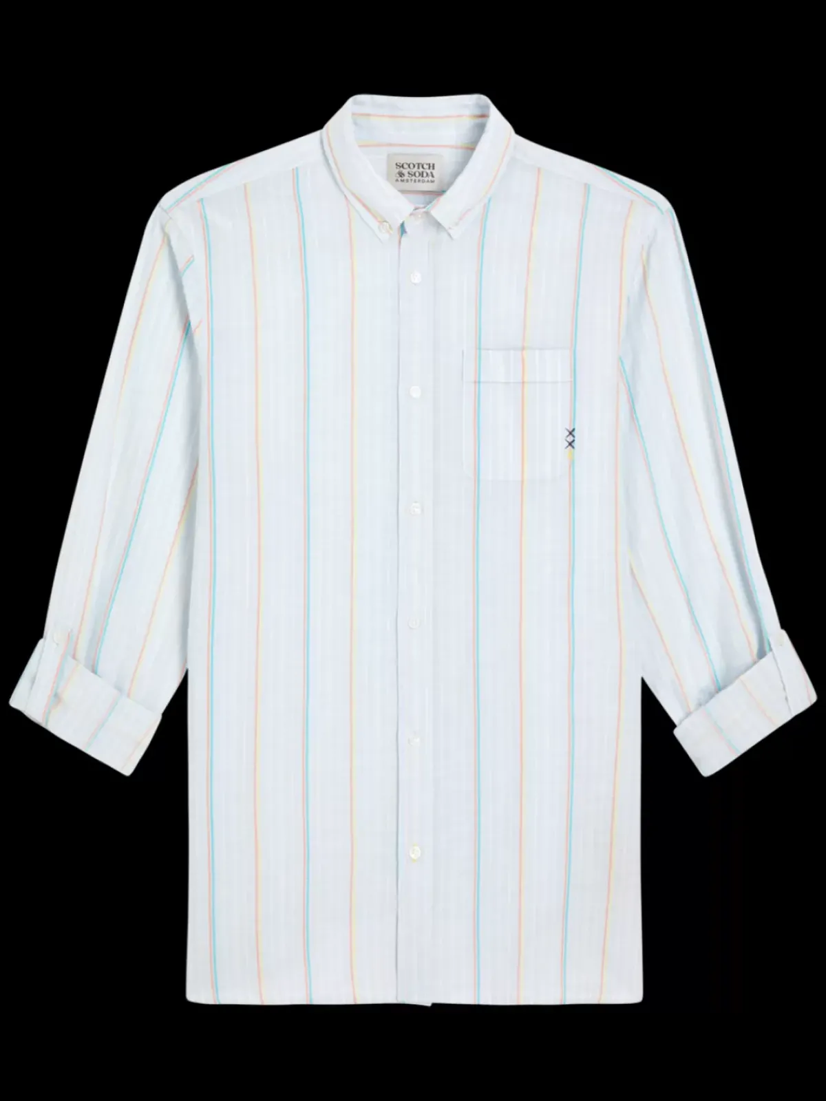 Outlet Regular fit yarn-dyed stripe cotton linen shirt Shirts