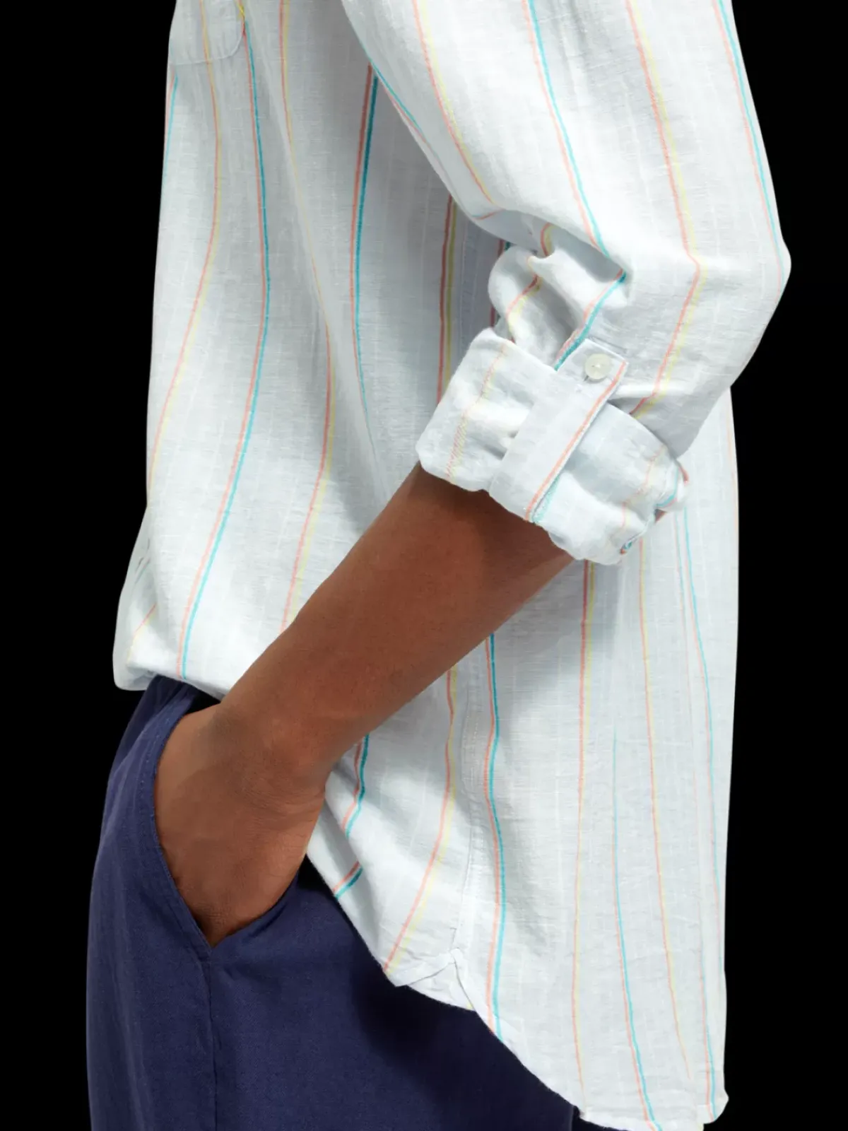 Outlet Regular fit yarn-dyed stripe cotton linen shirt Shirts