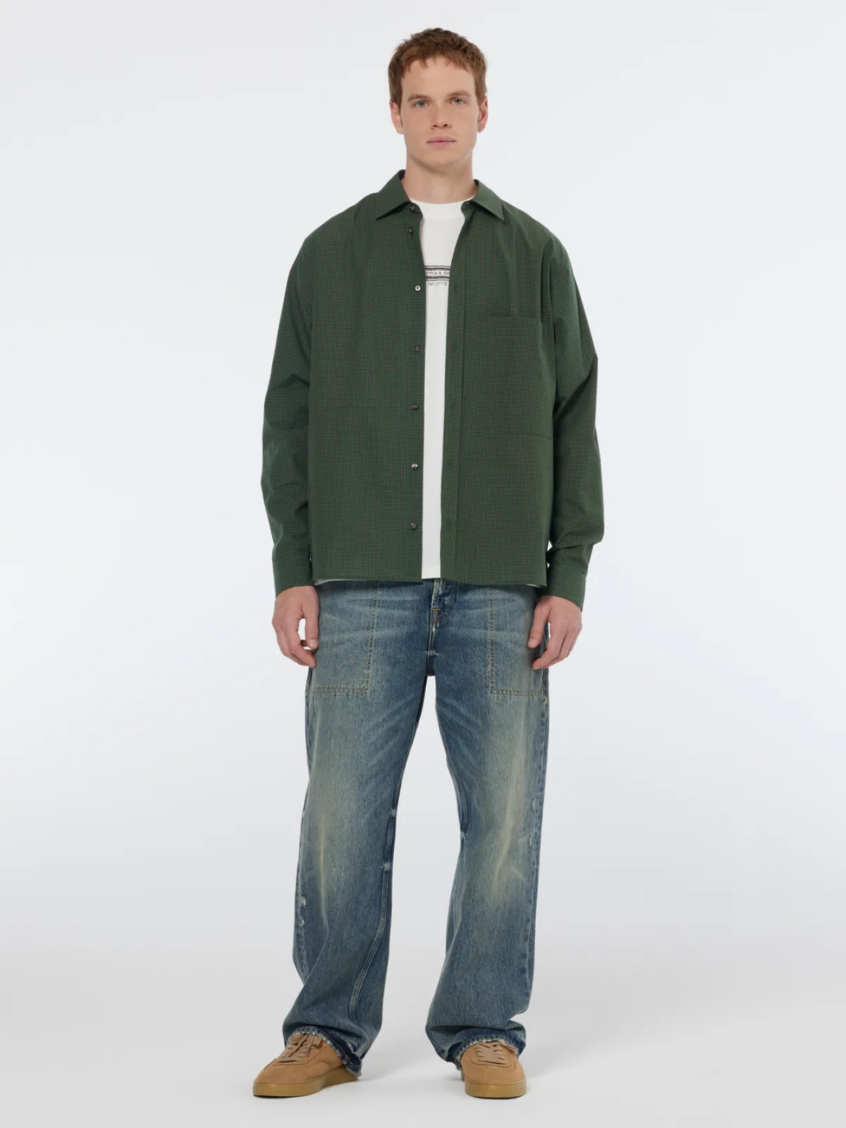 Fashion Relaxed fit yarn-dyed micro-check shirt Shirts