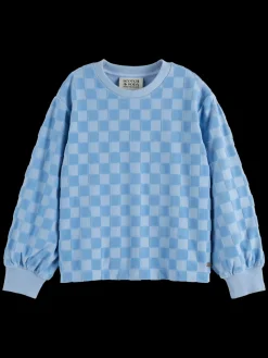 New RELAXED-FIT VELOUR CHECKERBOARD CREWNECK Kids Sweatshirts & Hoodies