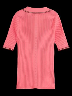 Best RIB COLLARED KNITTED TEE Women Tops & T-shirts