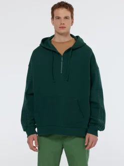 Outlet Rib insert zipped loose fit hoodie Sweatshirts & Hoodies