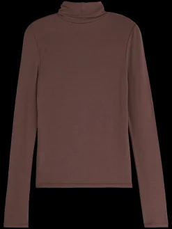 Clearance ROLL UP NECK LONG SLEEVE T-SHIRT Women Tops & T-shirts