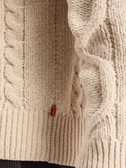 Online ROUND NECK EXTRA DROPPED SHOULDER CHENILLE CABLE SWEATER Knitwear