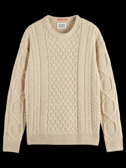 Online ROUND NECK EXTRA DROPPED SHOULDER CHENILLE CABLE SWEATER Knitwear