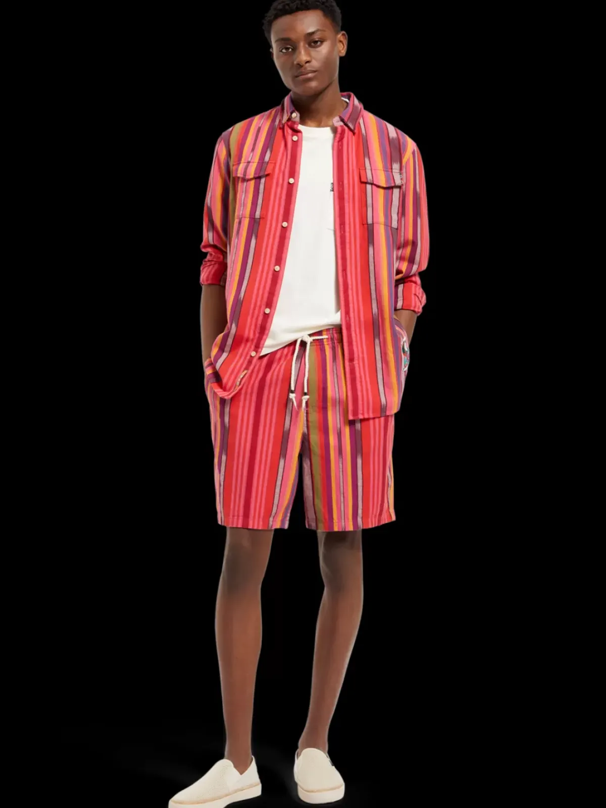 Outlet Seasonal- striped cotton-oxford bermuda short Shorts
