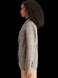 Best Sequin prince of wales check boyfriend single breasted blazer Women Blazers