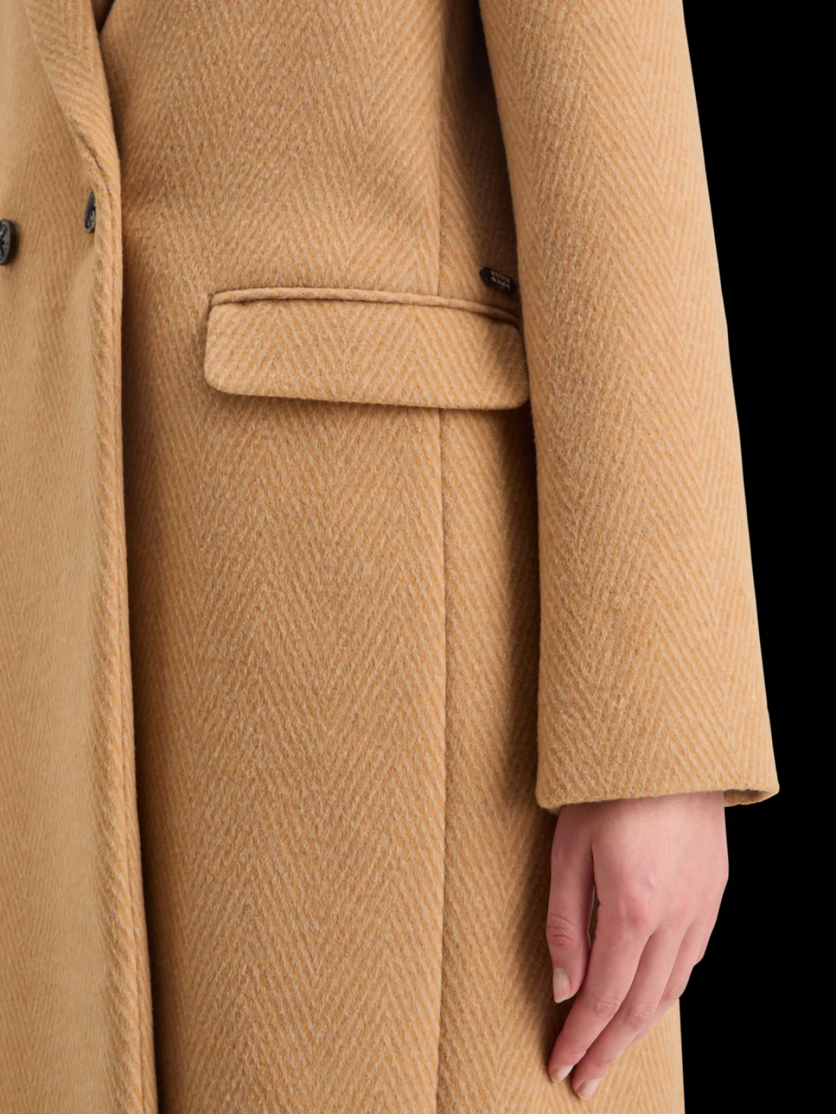 Hot SINGLE BREASTED HERRINGBONE WOOL BLEND TAILORED COAT Women Jackets & Coats