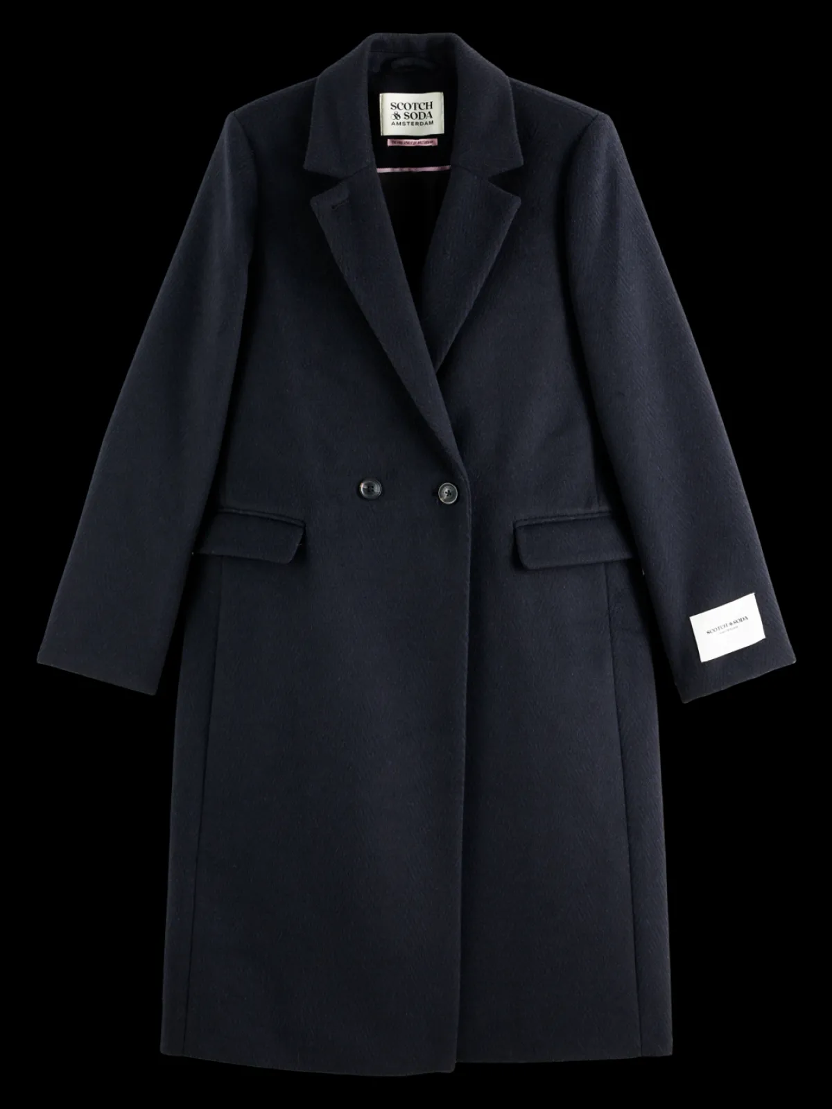 Hot SINGLE BREASTED HERRINGBONE WOOL BLEND TAILORED COAT Women Jackets & Coats