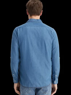 Clearance Smart indigo lightweight denim shirt with sleeve adjusters Shirts