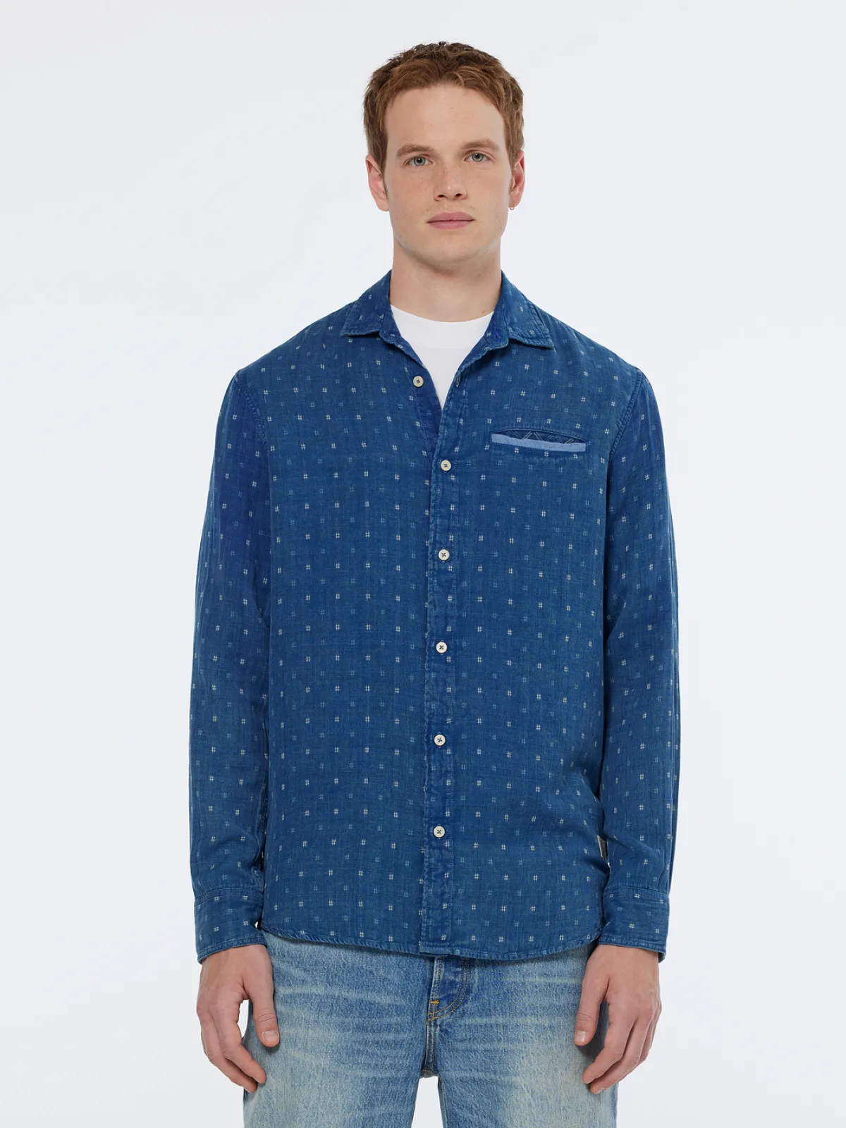 Online Special denim weave with wash effects shirt Shirts