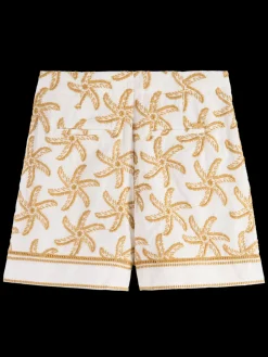New STARFISH EMBROIDERED HIGH-RISE LINEN SHORT Women Skirts & Shorts