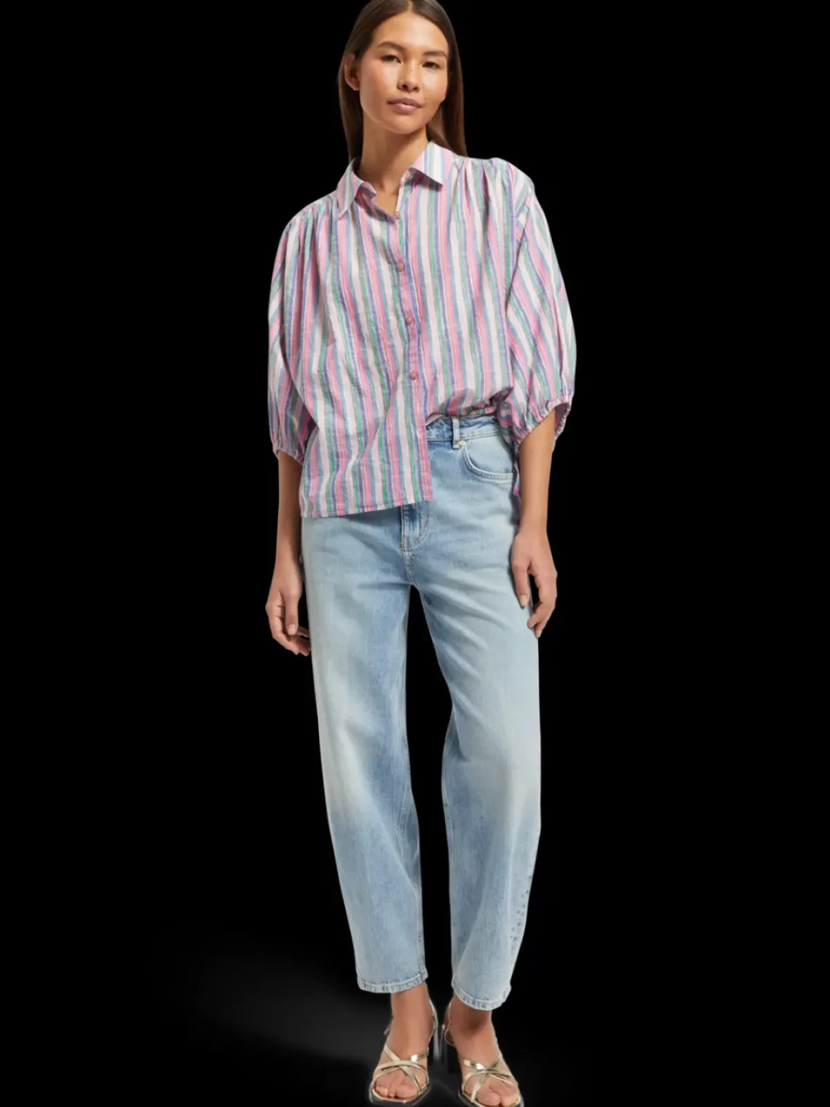 Sale STRIPED BALLOON SLEEVE SHIRT Women Tops & T-shirts