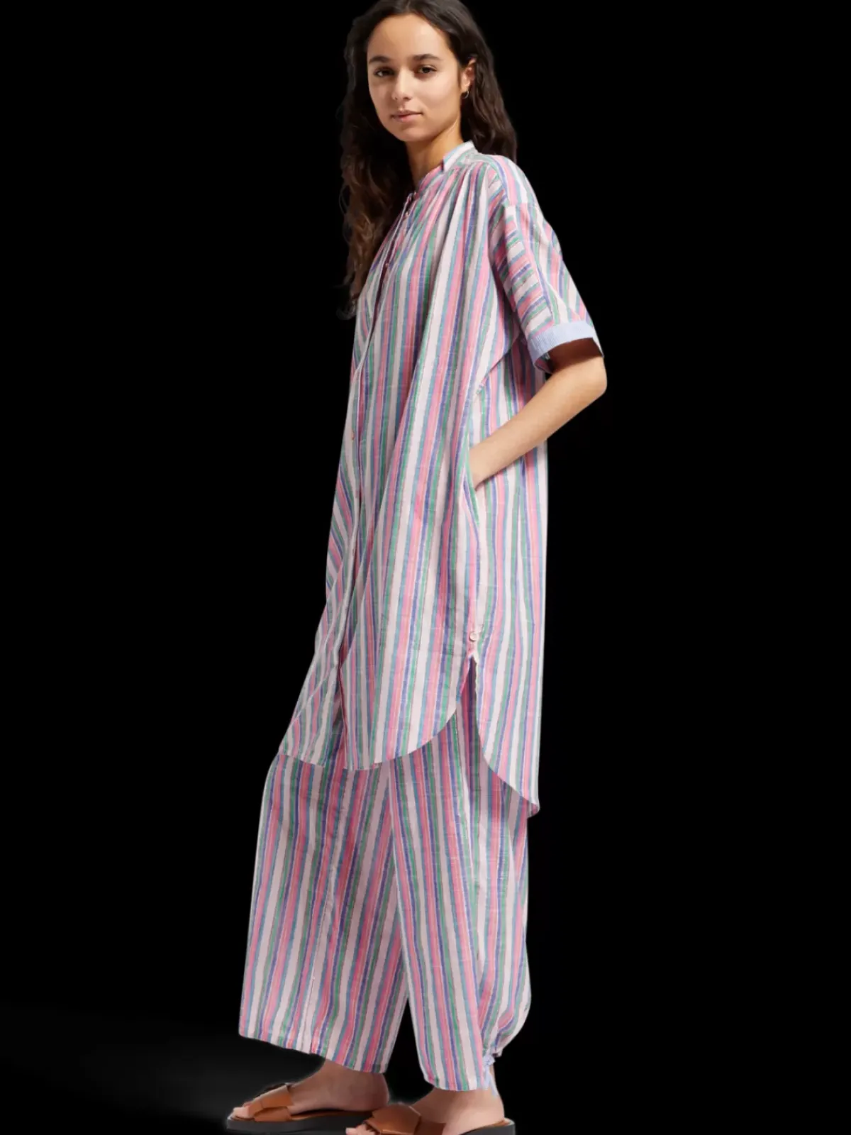 Clearance STRIPED OVERSIZED BEACH SHIRT DRESS Women Dresses & Jumpsuits
