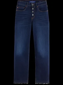 Best THE SKY STRAIGHT JEANS WITH EXPOSED FLY BEATEN BLUE Women Jeans