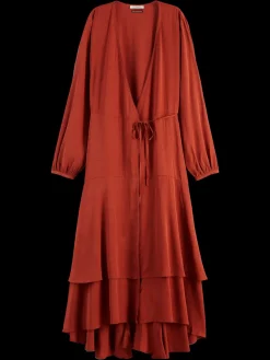 Discount VISCOSE JACQUARD MIDI WRAP DRESS Women Dresses & Jumpsuits