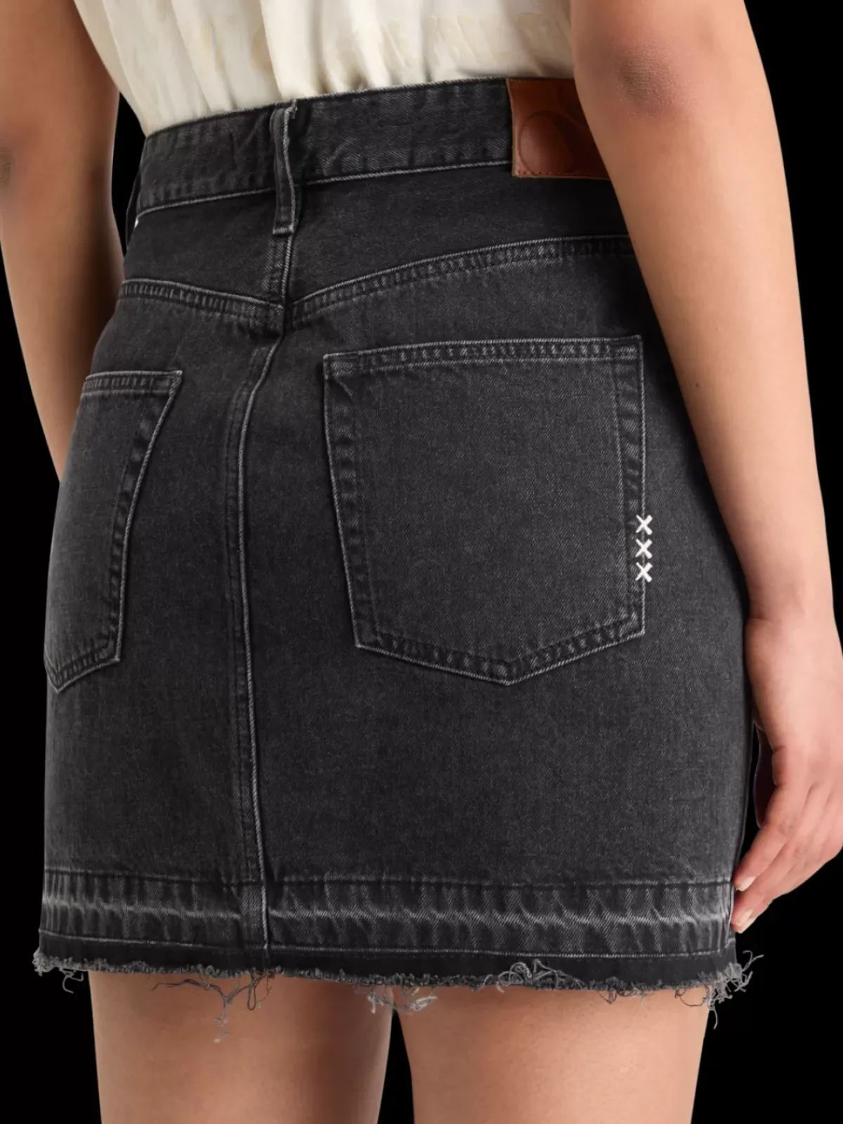 Clearance WASHED BLACK DENIM MINI SKIRT WITH CARGO POCKETS Women Skirts & Shorts