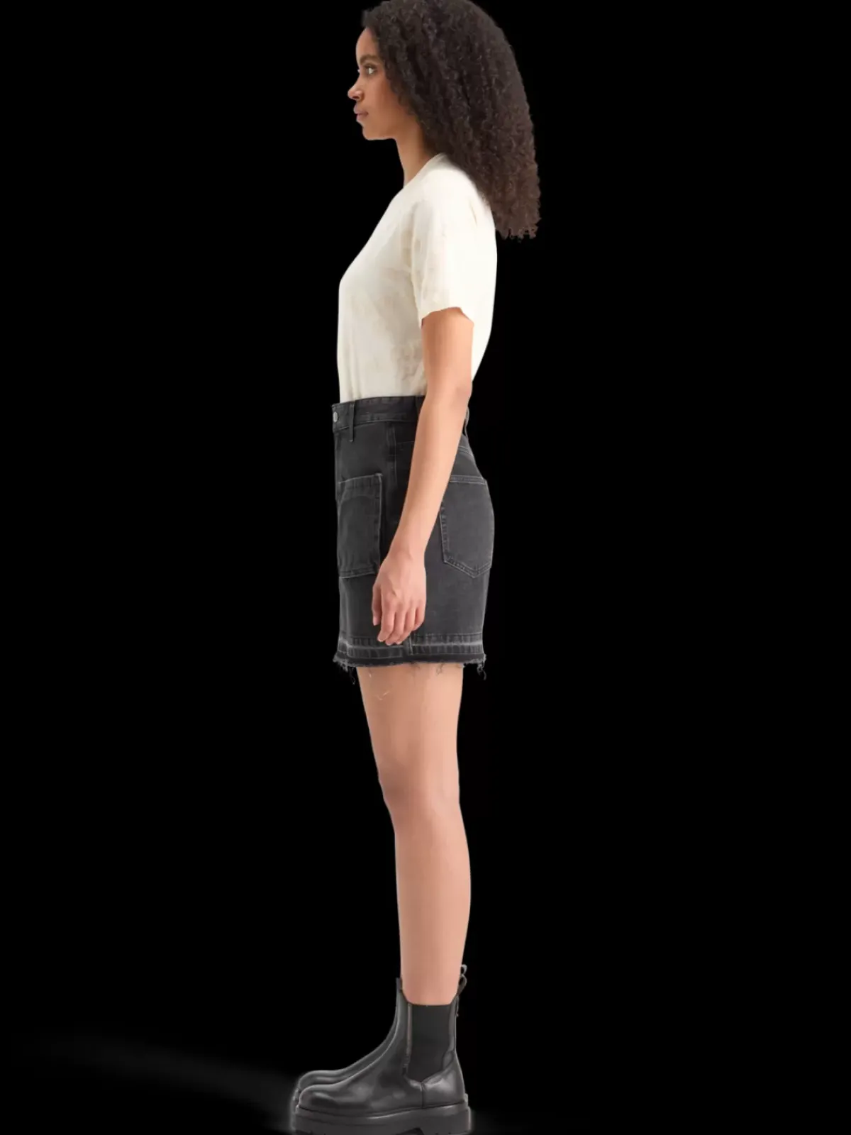 Clearance WASHED BLACK DENIM MINI SKIRT WITH CARGO POCKETS Women Skirts & Shorts