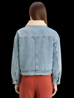 Hot WASHED DENIM JACKET WITH SHERPA DETAILS Women Jackets & Coats