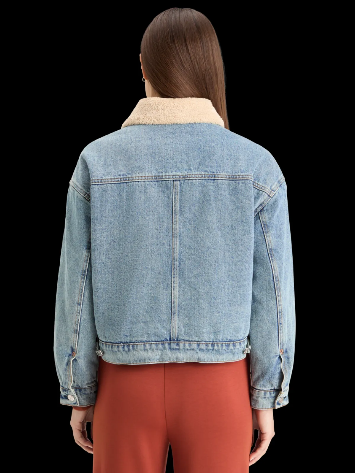 Hot WASHED DENIM JACKET WITH SHERPA DETAILS Women Jackets & Coats